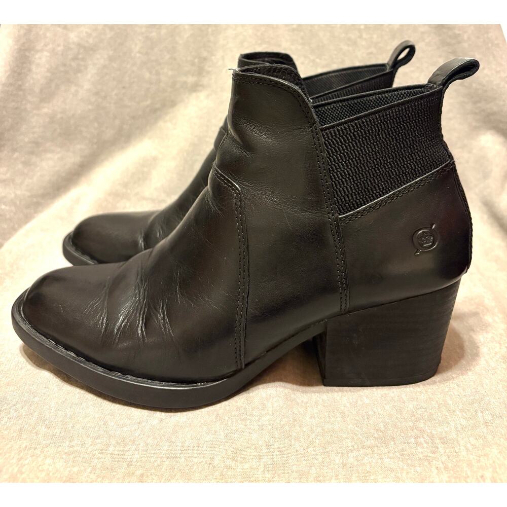 Born Size 8.5 Garcia Black Leather Women's Booties EUC